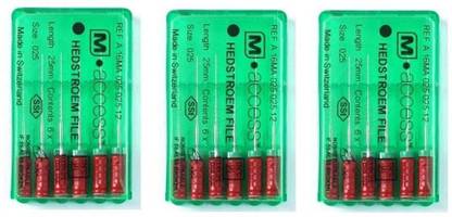 Access Dental K-Files 25mm Size 25 Hand Operated Files Set of 3 Dental Elevator