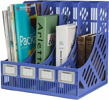 Pramoksha Mall Plastic Office Desk Table Top Book Shelf Organizer Magazine Paper Document Folder Tray Rack Storage 4 Tier Plastic Magazine Frame for Home Office School