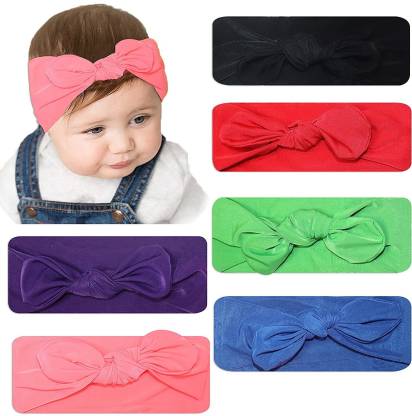 Baby Bunny Solid Bowknot Elastic Nylon Hair Band Headwrap Hair Accessories New