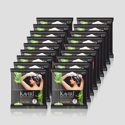 Kaveri Hair Color Shampoo for Women & Men with goodness of Avocado Long Lasting Hair Colour,Soft & Silky Touch , Natural Black