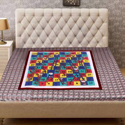 KUBER INDUSTRIES Ludo And Snake & Ladder Printed Reversible Square PVC Bed Server Food mat/Bedsheet Protector/Outdoor Picnic mat, Easy Clean, Oil & Waterproof (Multi)-HS_38_KUBMART21760