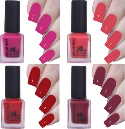 Unique Nails Velvet Matte Nail Polish Magenta Matte,Pink Matte,Red Matte,Purple Matte