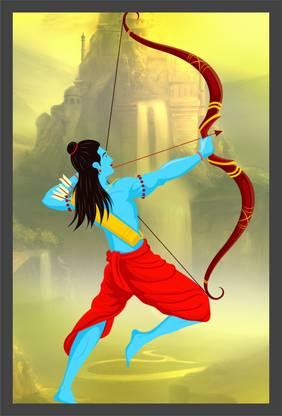 Lavish Creations SHREE RAM JI WALL PAINTING Digital Reprint 13 inch x 19 inch Painting