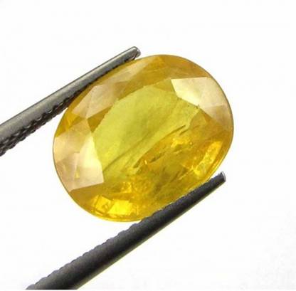 Aanya Jewels Aanya Gems Natural Yellow Sapphire Pukhraj 6.25 RATTI Certified Energized Loose Gemstone With Lab Certificate Sapphire Stone