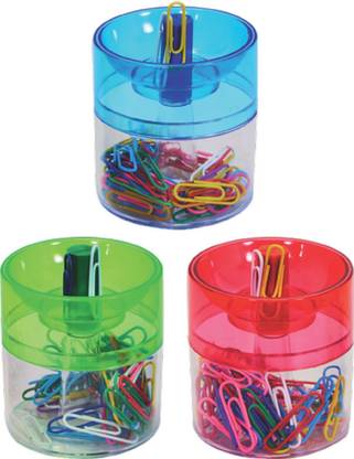 officekart Magnetic Pins & Clip Dispenser with Gem Clip (Pack of 3 PIN CUSION + 3 GEM CLIP DIBBI) MEDIUM Pin Clip Dispenser