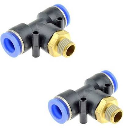 sl sales 10MM 1/8 Thread Pneumatic Connector T-Type Male Air Tube Push Fitting Three Way Hose Pipe Quick Fitting Connector for Quick Connection of Air Piping,Pneumatic Tools(2-Pcs) 1-Way Tee Pipe Joint