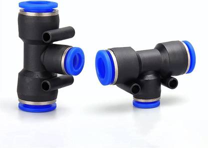 sl sales 10-8-10MM Pneumatic Union Tee Quick Fitting Connector Reducing Coupler Tube Fitting One touch push In Pneumatic fitting PEG10-8(2-PCS) 1-Way Tee Pipe Joint