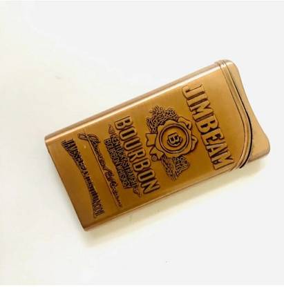 PocktFlames Premium Essential Refillable Pocket Lighter Jim Beam (B) Shape Pocket Lighter Designer Lighter For Cigarette - Slim Design Cigarette Pocket Lighter - Windproof Lighter - Pocket Lighter- Cigarette Lighter Pocket Lighter (Jimbeam brown) Pocket Lighter