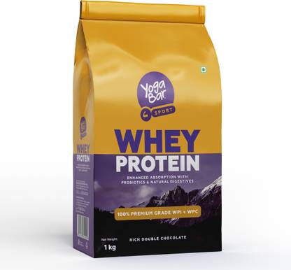 Yogabar Premium Grade Rich Double Chocolate Flavor Whey Protein Powder (1kg) Whey Protein