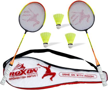 ROXON Rainbow super power racket 2 pcs 1 full multicolor cover 3 shuttle Badminton Kit