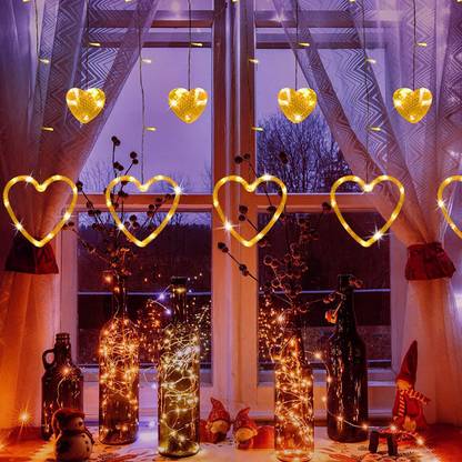 VibeX 138 LEDs 3 m Gold Flickering, Steady Heart Rice Lights