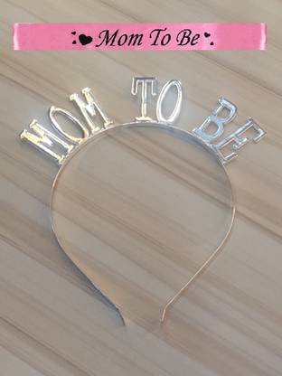 Priceless Deals Mom To Be Sash with Silver Mom To Be Crown/ Hair Band for Baby Shower Party. Mom To Be Props!