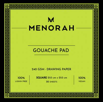 MENORAH Artists Sketchbook Square (21.0 x 21.0 cm) Size ,240 GSM Gouache Pad-Glued Sketch Block-Drawing Paper-20 Sheets/40 Pages-Acid Free Sketch Paper-Sketchbook & Drawing Note Sketch Pad