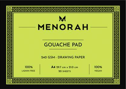 MENORAH A4 Artists Sketchbook,240 GSM Gouache Pad-Glued Sketch Block-Drawing Paper-20 Sheets/40 Pages-Acid Free Sketch Paper-Sketchbook & Drawing Note Sketch Pad