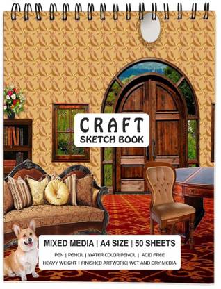 Craft Advertising Sketch Book for Arts and Drawing 100 Pages 150 GSM Size A4 Sketch Pad (50 Sheets) Style No. CA333 Sketch Pad