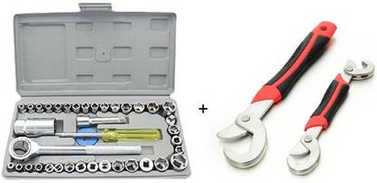 ISC Mass Pro Universal Snap 'n Grip Auto Adjustable Universal Wrench and T-Bar 24pcs Tool Kit for Home Machine Car Repair Screw Driver Philips Torx Bits Combo Socket Set