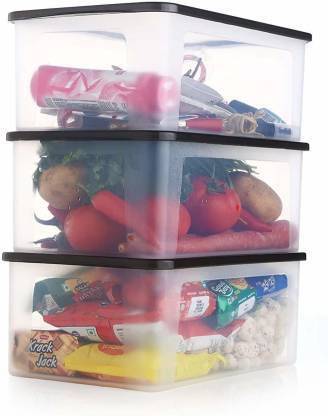 Padchaaya Plastic Bread Box Multipurpose Kitchen Airtight Food Grade Storage Container Fridge Organizer with Locking Lid (3 Pcs Set) (2000 ML)(MULTICOLOUR) - 2000 ml Plastic Bread Container (Pack of 3, Clear) Storage Box