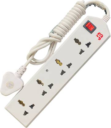 JB Power JB14 Socket Spike Guard & 2 Yard (1.75 Meter) Heavy Duty Power Cord 4  Socket Extension Boards