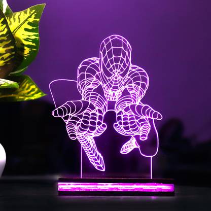 StarLaser Spiderman Night Light for Kids, 3D LED Illusion Lamp with 16 Colors Changing, 12V 1 amp Adapter with Remote Control, Night Lights for Boys Girls Gifts Bedroom Decor Table Lamp