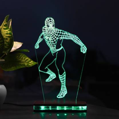 StarLaser Spiderman Night Light for Gifts 3D LED Illusion Lamp with 16 Colors Changing, 12V 1 amp Adapter with Remote Control Table Lamp