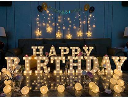 Satyam Kraft Marquee Alphabet Shaped Led Light Letters for Decoration (Happy Birthday) Table Lamp