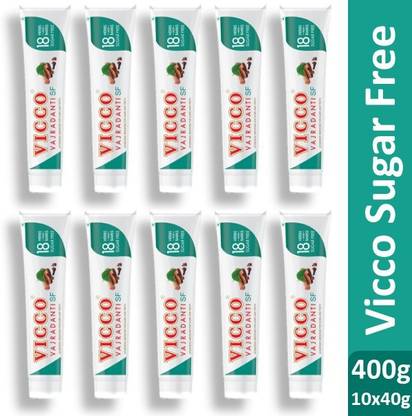 VICCO Sugar Free Tooth Paste 40g (Pack of 10) | 40gx10 Toothpaste