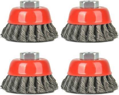 Kshivi Twisted Cup Brush For Removing Rust, Paint, Stains , Polishing Pack of 4 Wheel Brush