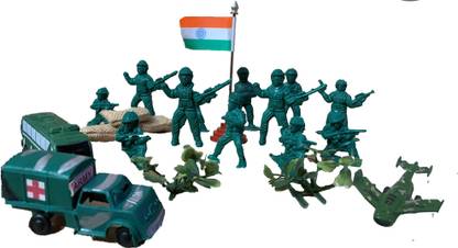 अपर्णाज कलेक्शन APARNAS Plastic Model Military Toy Soldier Army Men Figures and Accessories Playset Kit for Children21pcs