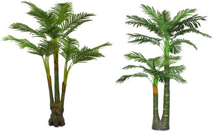 Hyperboles 2 Artificial Palm Tree Areca Green Plant Without Pot - 5 Feet/60 inch Artificial Plant
