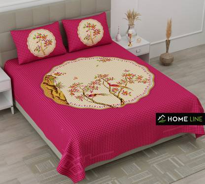 Homeline 104 TC Cotton Double Printed Flat Bedsheet