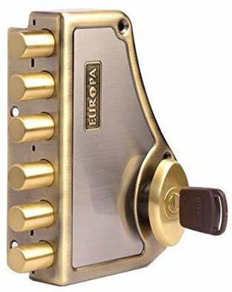 Europa Stainless Steel Smart Key Hexabolt Main Door Lock Patented 6 Axes (Multicolor) Glass Door Lock