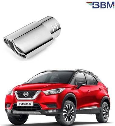 BBM Car Sporty Exhaust Tube Universal Metal Stylish Design Tube Silencer Show Muffler Tip Perfect Fit silver chrome color compatible with Nissan Kicks Car Snorkel Head
