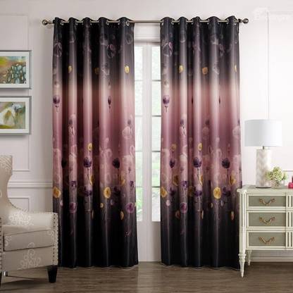 Tample Fab 154 cm (5 ft) Polyester Room Darkening Window Curtain (Pack Of 2)