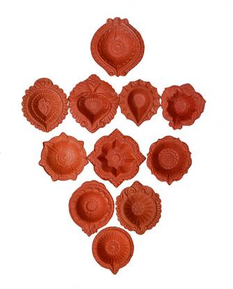 hc the crafts Earthenware (Pack of 11) Table Diya Set