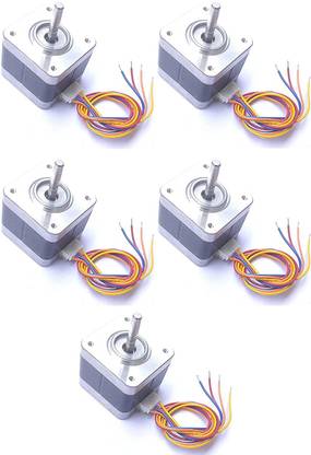 Scriptronics Nema-17 4 Kg-cm 2-Phase 4-Wire Bipolar Stepper Motor 1. 8 Deg with 23MM Shaft for CNC Robotics DIY Projects 3D Printer (5 Piece) Electronic Components Electronic Hobby Kit
