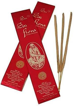 Sri Sai Flora Agarbatti Hand Rolled Indian Lord Incense Sticks Pack of 15 (25 GRM Each) Sai Flora
