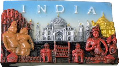 Lion Souvenirs olyresin Traditional Design Incredible India Fridge Magnet, Travel Souvenir | Fridge Magnet for Home & Kitchen Decor, Gift (Multicolour, Size: 5.08 x 7.62 cm) Fridge Magnet Pack of 1