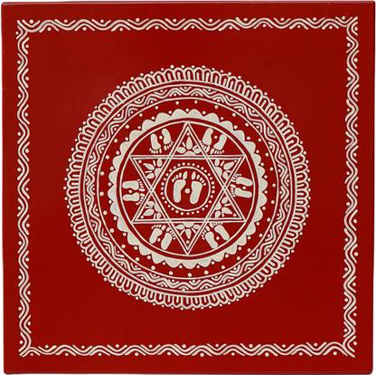 HIMADRI AIPAN ART HAND PAINTED LAXMI CHOWKI Acrylic 10 inch x 10 inch Painting