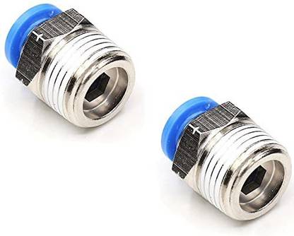 sl sales 6mm 1/2 Thread Brass Pneumatic Connector Push to Connect Air Fittings Air Tube Line Quick Connect Air Tube Fittings(2-Pcs) 1-Way Reducer Pipe Joint