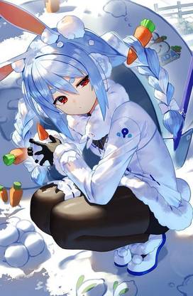 Anime Girls Hololive Usada Pekora Black Stockings Hd Matte Finish Poster Paper Print