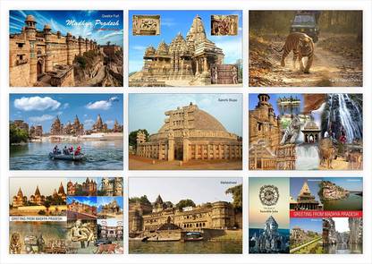 Madhya Pradesh Picture Post card (Beauty of MP-Heart of India) - Set of 9 Fine Art Print