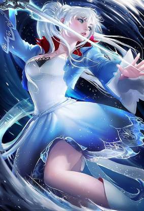 Sakimichan Rwby Weiss Schnee White Hair Matte Finish Poster Paper Print