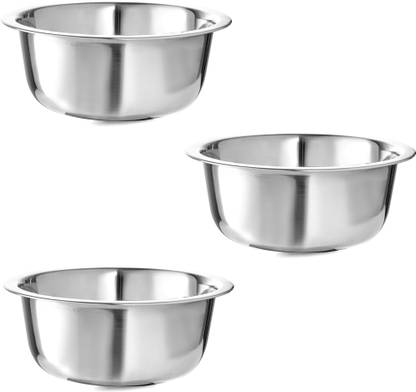 Kailson Pack of 3 Stainless Steel Tope/Patila/Bhagona (Silver, 22 cm, 1600 ML, 150 Gram Each) Pot 22 cm diameter 1.6 L capacity