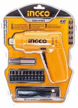 INGCO Ingco 4V lithium Ion Cordless Screwdriver with screwdriver bits CSDLI0402 Cordless Drill
