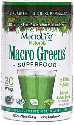 MacroLife Naturals Macro Greens Super Food 10oz (283.5g) Plant-Based Protein