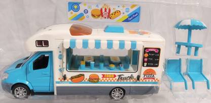 Revcoz Food Truck Toy for Kids, Battery Operated Ice Cream Food Truck with Music & Light (blue)