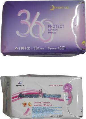 AIRIZ ( panty liner 30pc + extra large 8pc ) sanitary pad set of 2 Pantyliner