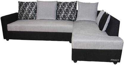 jfwoods Portigo LHS Sectional Sofa in Grey & Black Colour by Jfwoods Fabric 6 Seater  Sofa