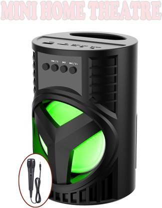 Sulfur Mini Soundbar Speaker With Super Bass And Surround Sound With microphone |3D sound| Splashproof| Water resistant| Extra Baas sound quality |Led Colour Changing Lights | mini Home theatre| AUX supported| wireless Speaker| Long hour battery Life[FREE MIC] 5 W Bluetooth Speaker
