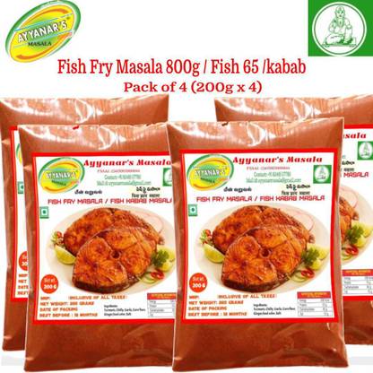 Ayyanar's Fish Fry Masala 800g / Fish 65 / Fish kabab masala (200g x 4 packs)